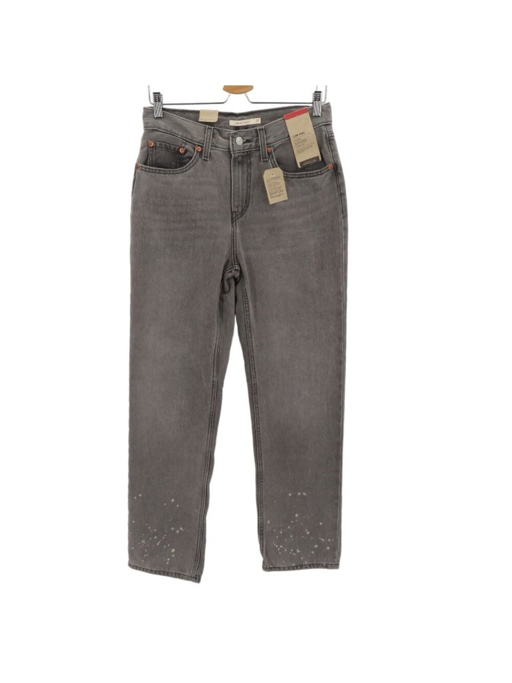 NEW Levis Women 27 Low Pro Straight Leg Mid Rise Gray Bleached Denim Jeans
